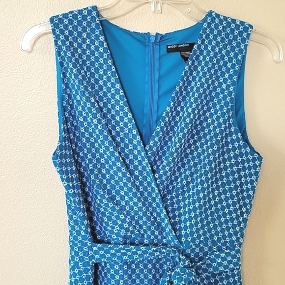 Maggy London Teal Eyelet Ruffle Hem Maxi Dress Spring Boho Girly - Size 8 - Picture 2 of 9